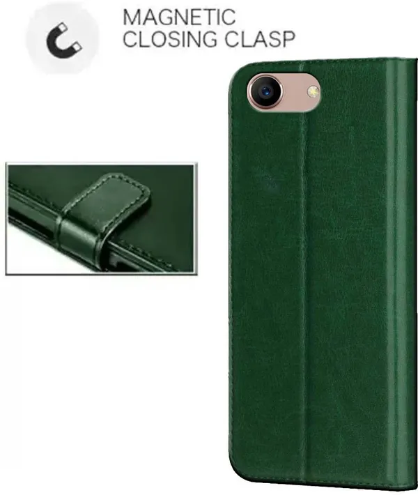 Green_Artificial_Leather_Oppo_A83_Flip_Cover