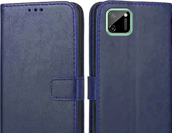 Blue_Leather_Oppo_Realme_C11_Flip_Cover