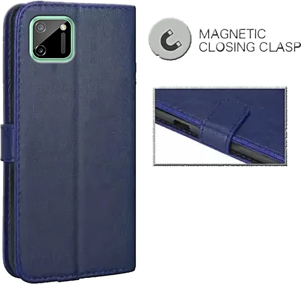 Blue_Leather_Oppo_Realme_C11_Flip_Cover