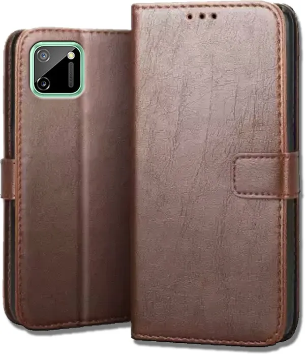Brown_Leather_Oppo_Realme_C11_Flip_Cover