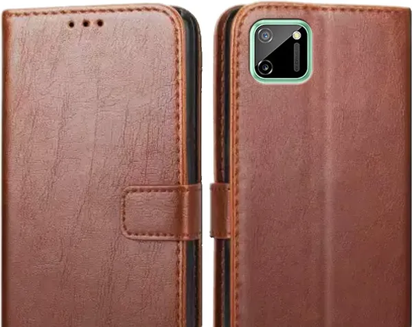 Brown_Leather_Oppo_Realme_C11_Flip_Cover