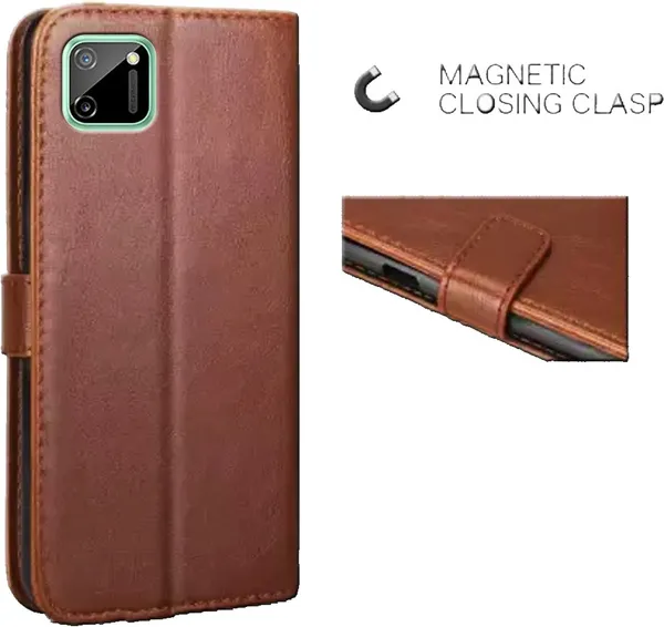 Brown_Leather_Oppo_Realme_C11_Flip_Cover