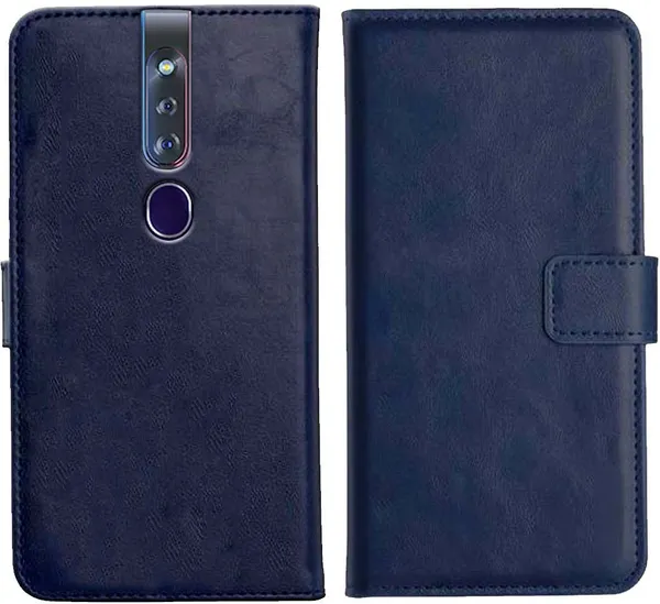 Blue_Leather_Oppo_F11_Pro_Flip_Cover