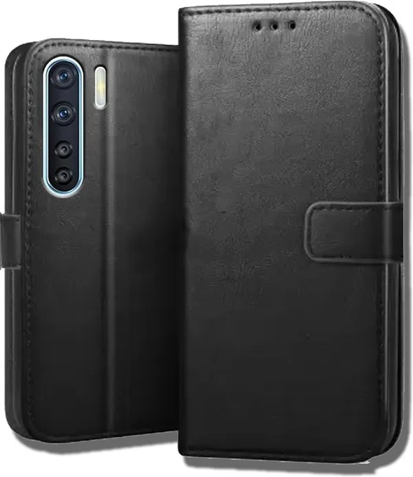 Black_Leather_Oppo_F15_Flip_Cover