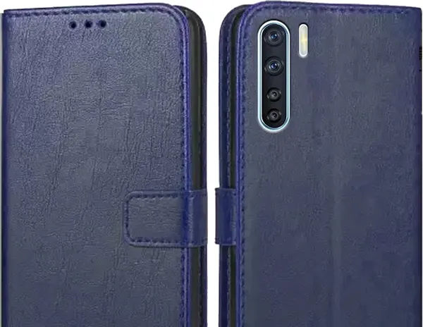Blue_Leather_Oppo_F15_Flip_Cover