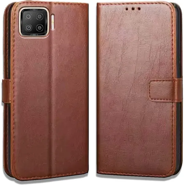 Brown_Leather_Oppo_F17_Flip_Cover