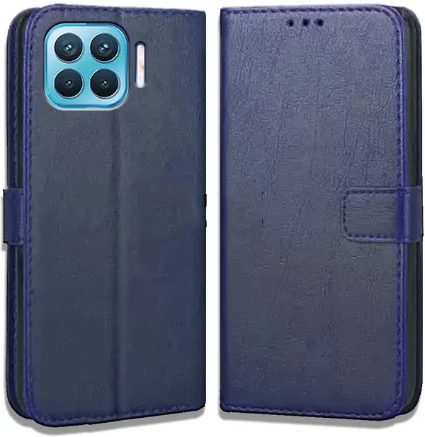 Blue_Leather_Oppo_F17_Pro_Flip_Cover