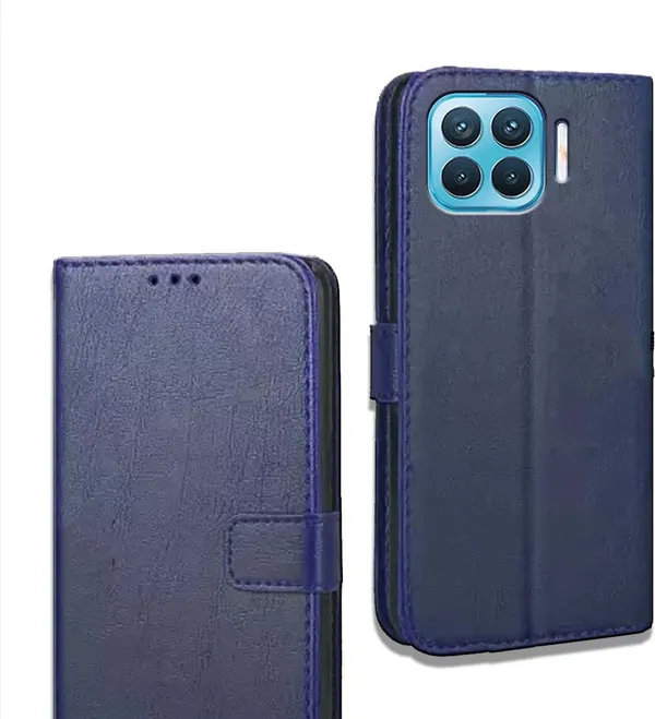 Blue_Leather_Oppo_F17_Pro_Flip_Cover