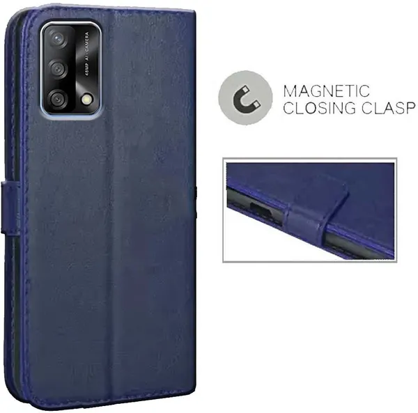 Blue_Artificial_Leather_Oppo_F19_Flip_Cover