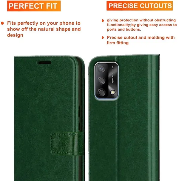 Green_Artificial_Leather_Oppo_F19_Flip_Cover