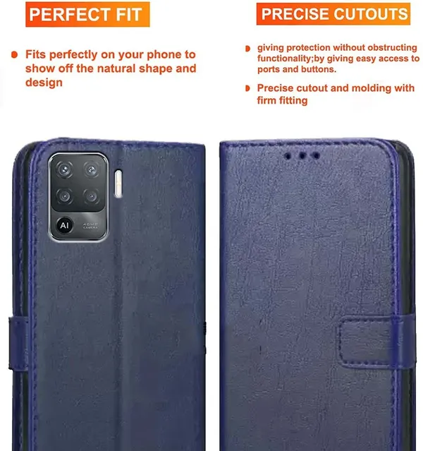Blue_Artificial_Leather_Oppo_F19_Pro_Flip_Cover