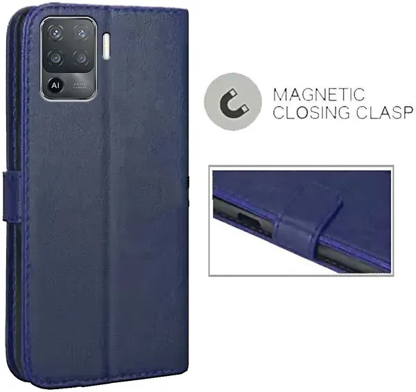 Blue_Artificial_Leather_Oppo_F19_Pro_Flip_Cover