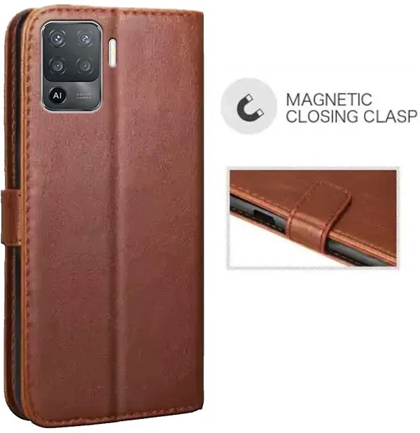 Brown_Artificial_Leather_Oppo_F19_Pro_Flip_Cover