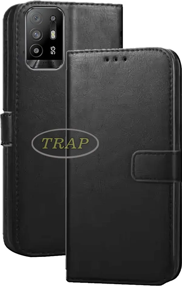 Black_Artificial_Leather_Oppo_F19_Pro_Plus_Flip_Cover