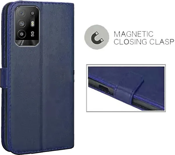 Blue_Artificial_Leather_Oppo_F19_Pro_Plus_Flip_Cover