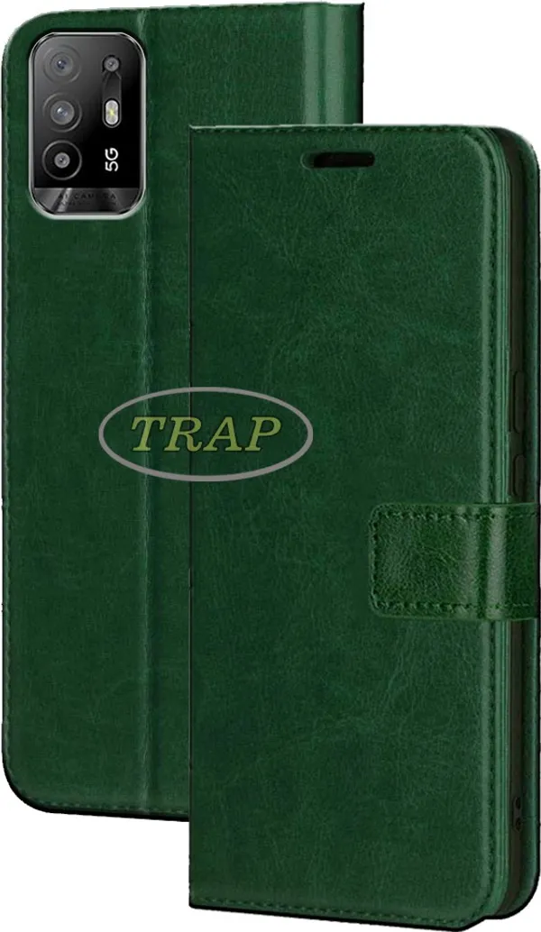 Green_Artificial_Leather_Oppo_F19_Pro_Plus_Flip_Cover