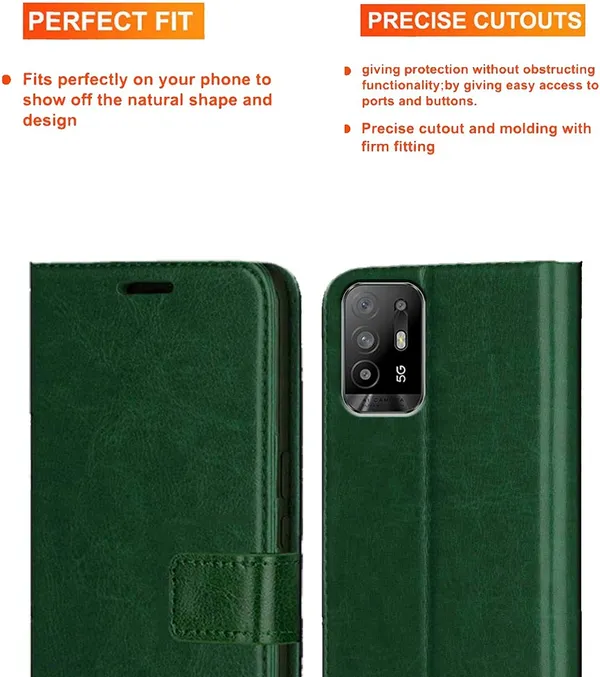 Green_Artificial_Leather_Oppo_F19_Pro_Plus_Flip_Cover