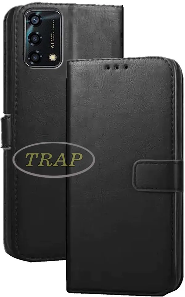 Black_Artificial_Leather_Oppo_F19S_Back_Cover