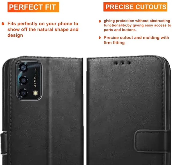 Black_Artificial_Leather_Oppo_F19S_Back_Cover