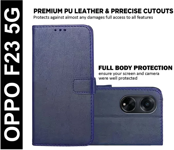 Blue_Artificial_Leather_Oppo_F23_5G_Back_Cover