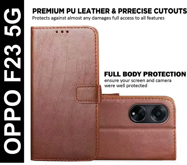 Brown_Artificial_Leather_Oppo_F23_5G_Back_Cover