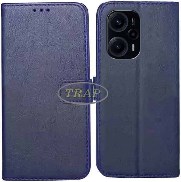 Blue_Artificial_Leather_Poco_F5_Flip_Cover