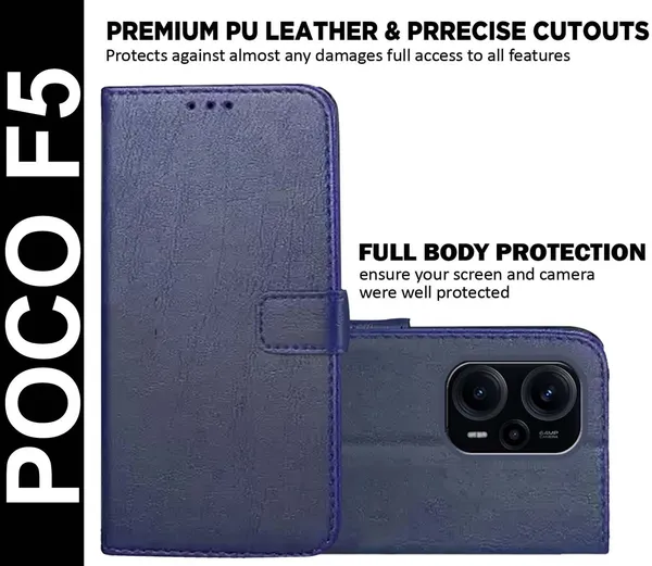 Blue_Artificial_Leather_Poco_F5_Flip_Cover