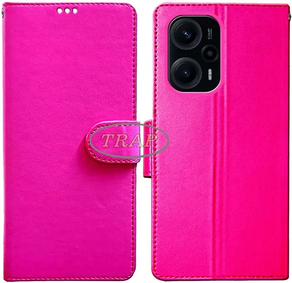 Pink_Artificial_Leather_Poco_F5_Flip_Cover
