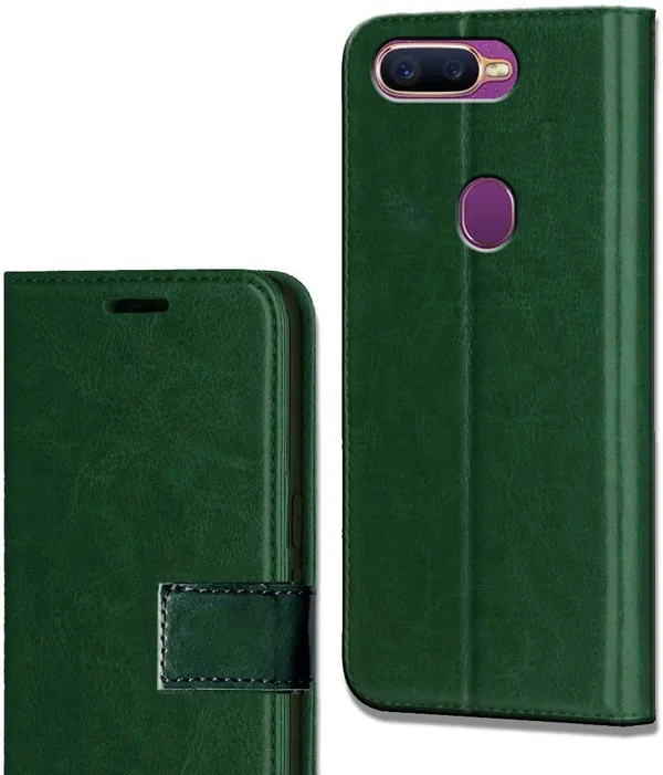 Green_Leather_OPPO_F9_Pro_Flip_Cover
