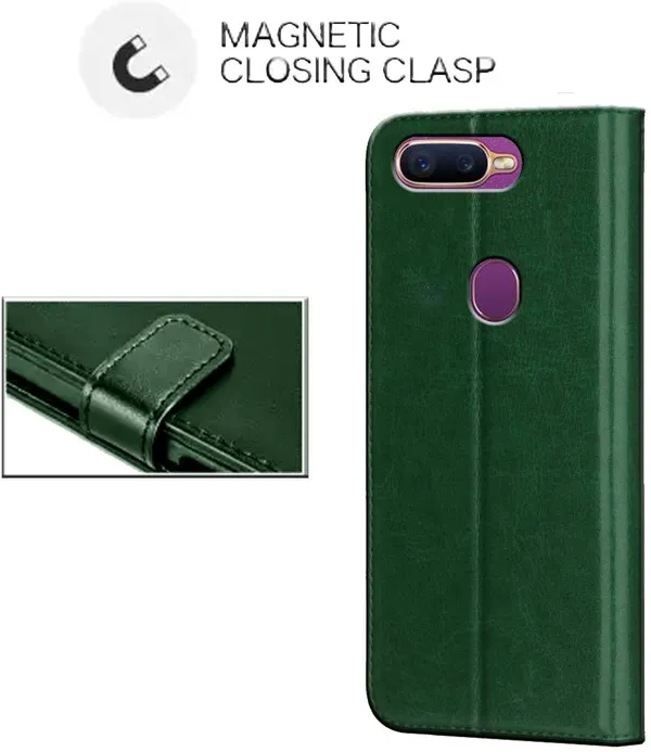 Green_Leather_OPPO_F9_Pro_Flip_Cover