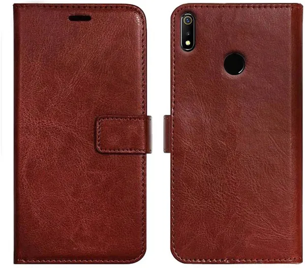Brown_Artificial_Leather_Realme_3&Realme_3i_Wallet_Case_Cover