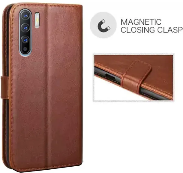Brown_Leather_Oppo_Reno_3_Flip_Cover