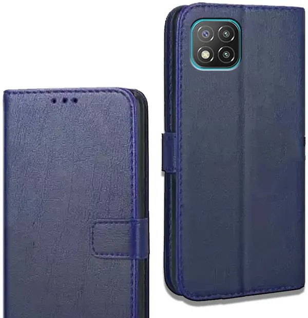 Blue_Leather_Poco_C3_Flip_Cover
