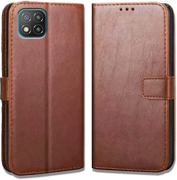 Brown_Leather_Poco_C3_Flip_Cover