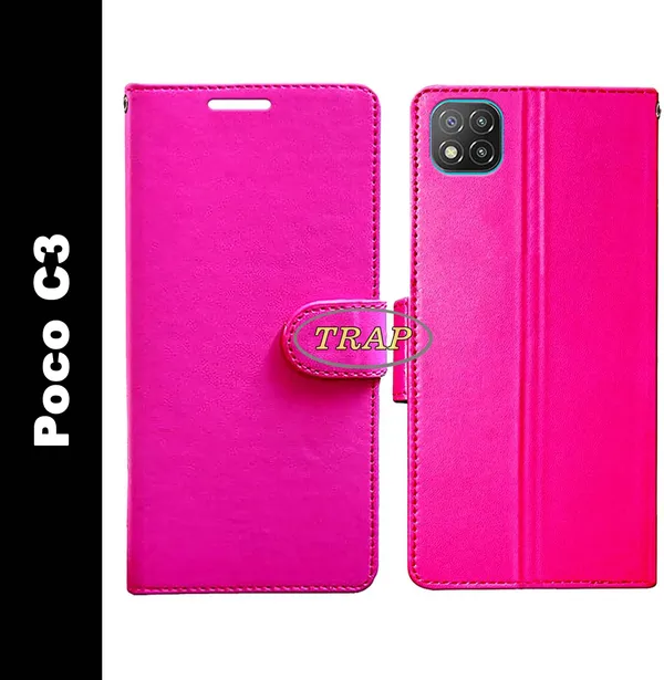 Pink_Artificial_Leather_Poco_C3_Back_Cover