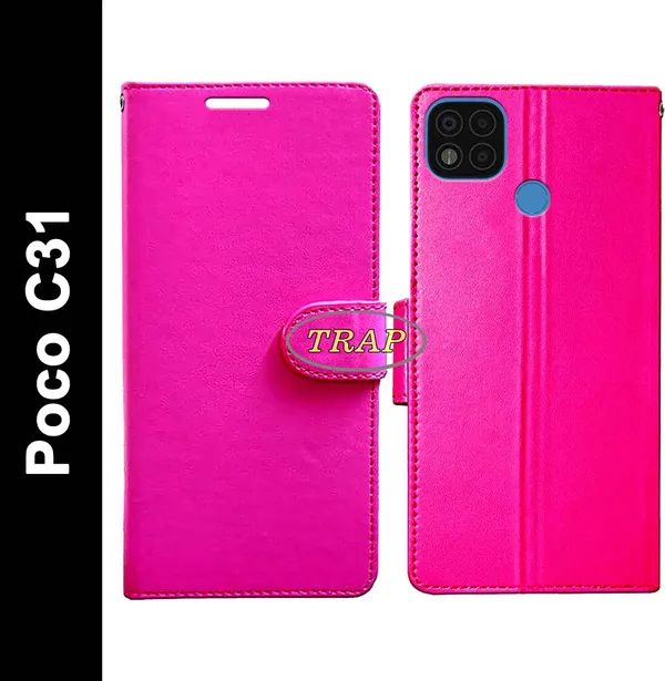 Pink_Artificial_Leather_Poco_C31_Back_Cover