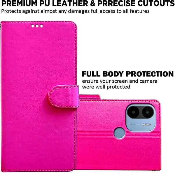 Pink_Artificial_Leather_Poco_C50&Poco_C51&Redmi_A1_Plus&Redmi_A2_Plus_Back_Cover