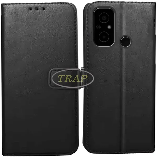 Black_Artificial_Leather_POCO_C55&Redmi_12C_Back_Cover