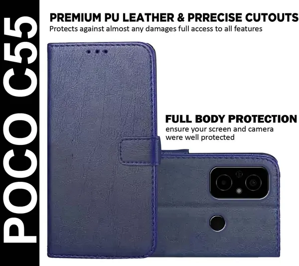 Blue_Artificial_Leather_POCO_C55&Redmi_12C_Back_Cover