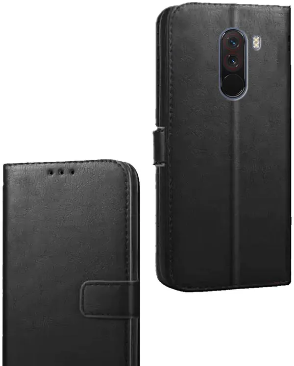Black_Artificial_Leather_POCO_F1_Flip_Cover