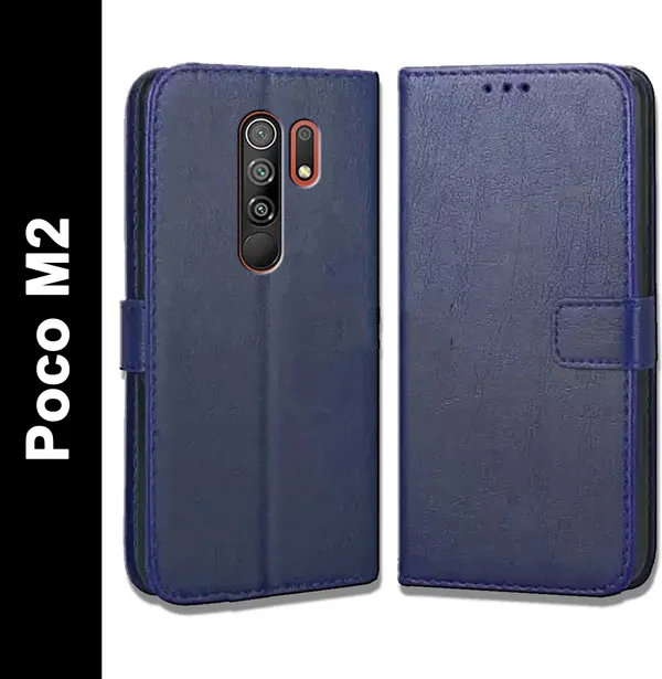 Blue_Leather_Poco_M2_Flip_Cover
