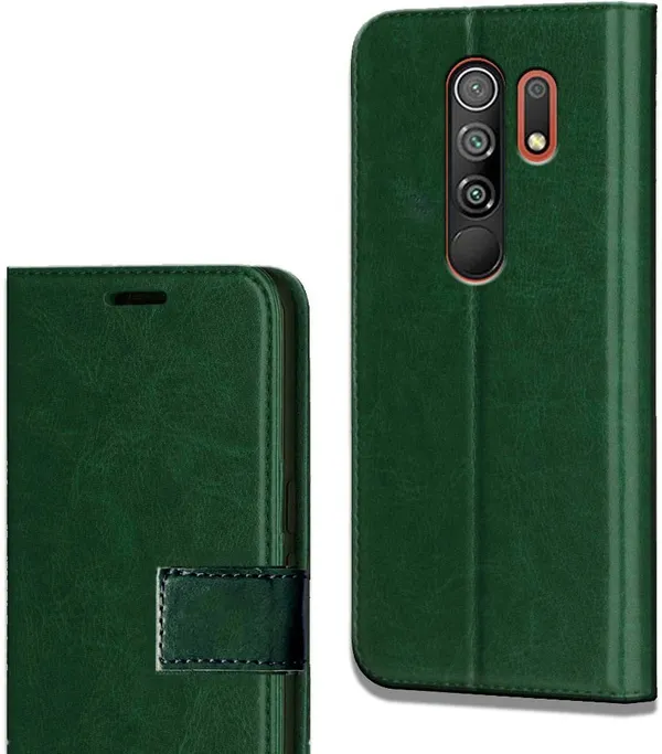 Green_Leather_Poco_M2_Flip_Cover