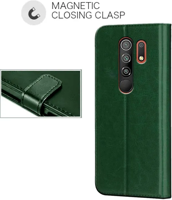 Green_Leather_Poco_M2_Flip_Cover