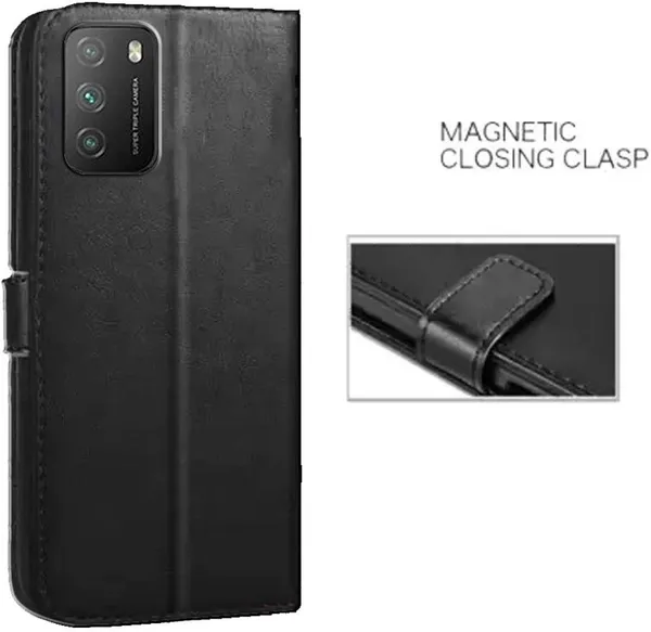 Black_Artificial_Leather_Poco_M3_Flip_Cover