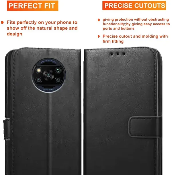 Black_Artificial_Leather_Poco_X3_Pro_Flip_Cover