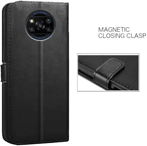 Black_Artificial_Leather_Poco_X3_Pro_Flip_Cover