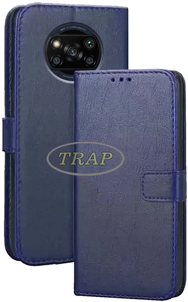 Blue_Artificial_Leather_Poco_X3_Pro_Flip_Cover