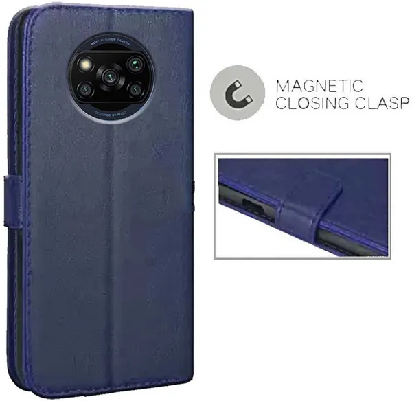 Blue_Artificial_Leather_Poco_X3_Pro_Flip_Cover
