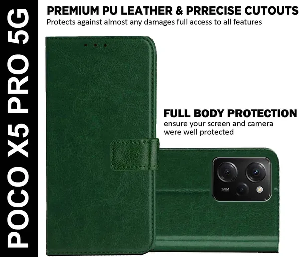 Green_Artificial_Leather_Poco_X5_Pro_5G_Back_Cover