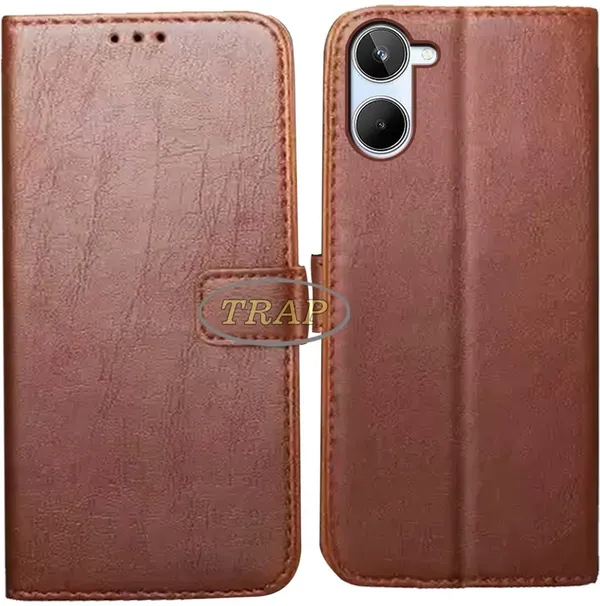 Brown_Artificial_Leather_Realme_10_Back_Cover